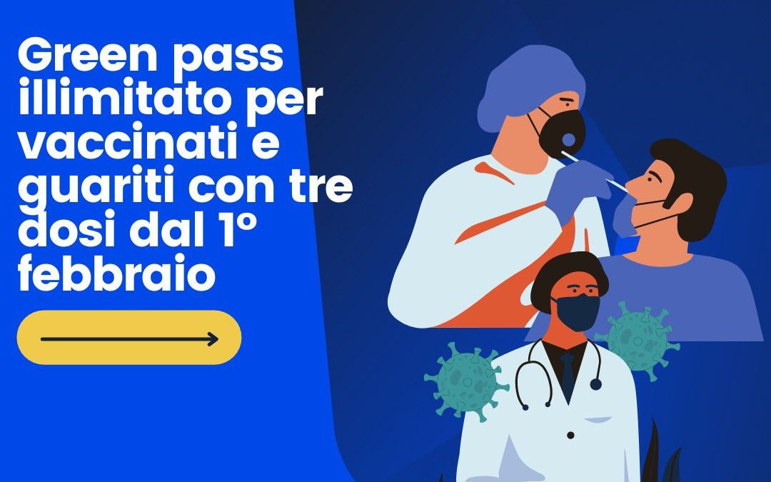 Green pass illimitato per vaccinati e guariti con tre dosi dal 1° febbraio